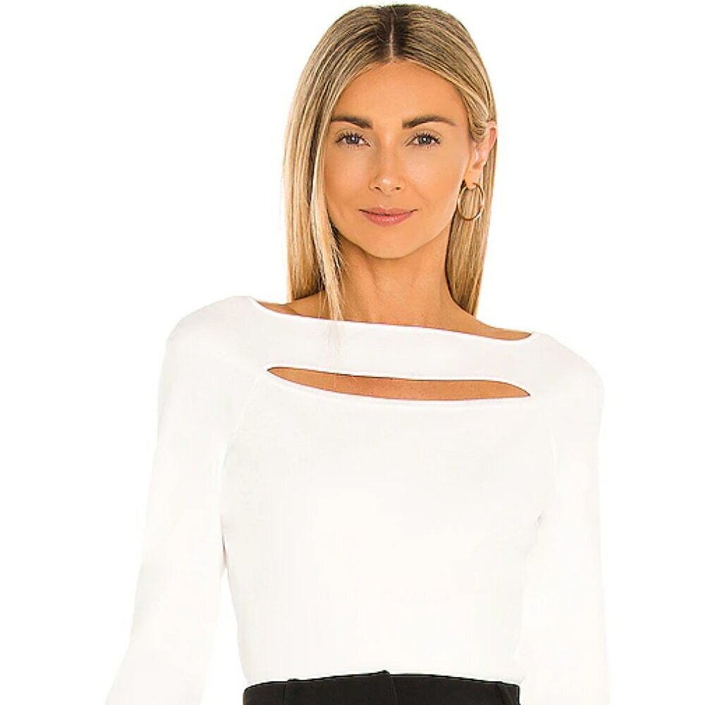 Milly Cutout Long Sleeve Blouse White Medium